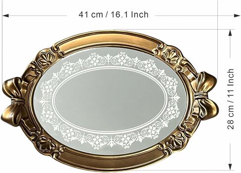 Zosenley Polyresin Bowknot Entique Emboss Trans Trans ، منظم المكياج ، منظم المجوهرات ، صينية تقديم ، 16 * 11 بوصة (الذهب الوردي) in Kuwait