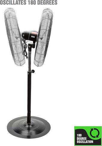 OEMTOOLS OEM24871 مروحة بقاعدة متأرجحة مقاس 20 بوصة، مروحة تجارية لمواقع العمل، مراوح صناعية، مروحة متجر عالية السرعة، مروحة بقاعدة، مروحة متأرجحة على الحامل، المستودع، المرآب، أو مروحة الصالة الرياضية، 20 بوصة in Kuwait