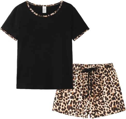 شورتات نساء Ventelan Pajama وضعت الأكمام القصير ملابس نايت بيرز مع جيب ، S-XXL in Kuwait