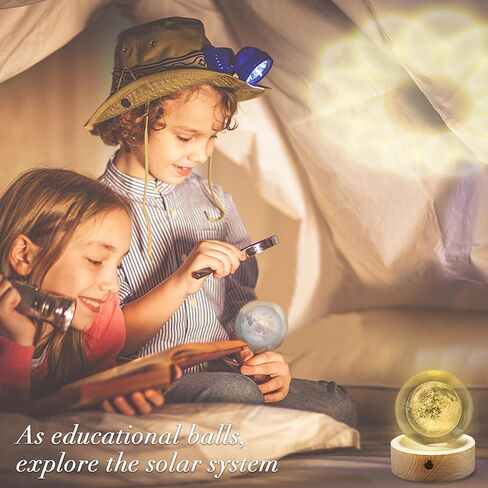 Moon Crystal Ball Stand(3.15inch), 3D Crystal Ball with Led Light, K9 Clear Crystal Ball for Home Decoration in Saudi Arabia