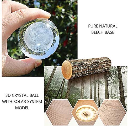 Moon Crystal Ball Stand(3.15inch), 3D Crystal Ball with Led Light, K9 Clear Crystal Ball for Home Decoration in Saudi Arabia