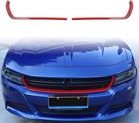 Voodonala Front Grille Inserts Radiator Grillwork Trim Protector Cover Trim for 2015-2024+ Dodge Charger Exterior Accessories ABS Red 2pcs in Saudi Arabia