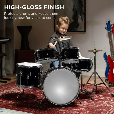 Best Choice Products Kids Drum Set 5-Piece 16in Beginner Drum Set Junior Drum Kit, Starter Percussion Set w/Cymbals, Pedal, Drumsticks, Stool, Toms, Snare, Hi Hat - Blue in Kuwait