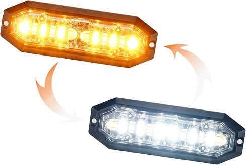 UT01 Surface Mount Warning Strobe Grille Grille Head [SAE Class 1] [Color Dual Color] [IP68] للشرطة وسحب شاحنات البناء A/B/R/W (العنبر/الأبيض ، 6 + 6 LED) in Kuwait