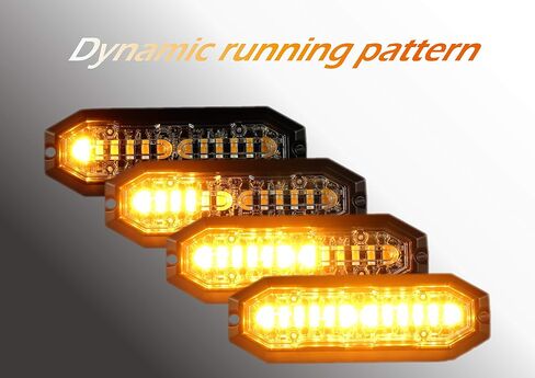UT01 Surface Mount Warning Strobe Grille Grille Head [SAE Class 1] [Color Dual Color] [IP68] للشرطة وسحب شاحنات البناء A/B/R/W (العنبر/الأبيض ، 6 + 6 LED) in Kuwait