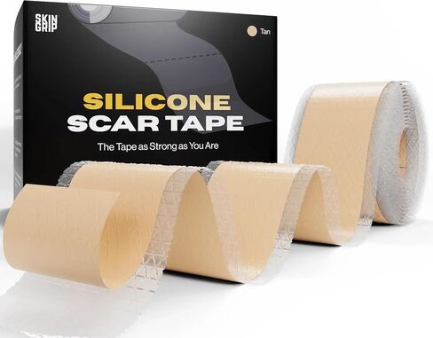 Skin Grip Medical Grade Silicone Scar Tape 1.6"x120" Roll - Increased Strength & Reduced Irritation - Silicone Scar Sheets For Face, Surgical Scars, C-Section, Keloid Treatment, Tummy Tuck, Burn, Acne in Kuwait