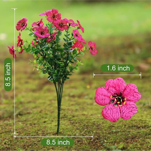 Artificial Flowers for Outdoors, Fake Faux Plants Outside Realistic Spring Summer Decor, UV Resistant Silk Flowers for Home Porch Garden (12, Mix 6color) in Saudi Arabia