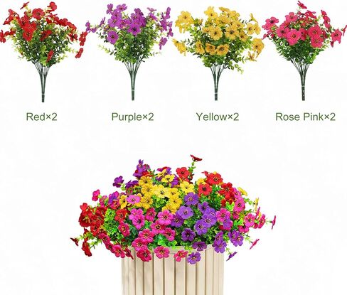 Artificial Flowers for Outdoors, Fake Faux Plants Outside Realistic Spring Summer Decor, UV Resistant Silk Flowers for Home Porch Garden (12, Mix 6color) in Saudi Arabia