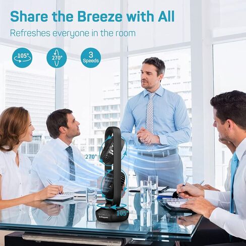 دكتور إعداد مروحة برج مكتبية صغيرة مقاس 15 بوصة تعمل بالبطارية المحمولة مع إمالة 270 درجة، تتأرجح 105 درجة، 3 سرعات، مروحة متأرجحة USB قابلة لإعادة الشحن لغرفة النوم والمكتب والمنزل والتخييم والخارج in Kuwait
