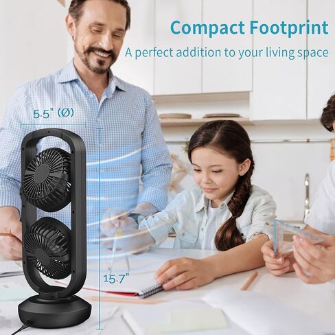 دكتور إعداد مروحة برج مكتبية صغيرة مقاس 15 بوصة تعمل بالبطارية المحمولة مع إمالة 270 درجة، تتأرجح 105 درجة، 3 سرعات، مروحة متأرجحة USB قابلة لإعادة الشحن لغرفة النوم والمكتب والمنزل والتخييم والخارج in Kuwait