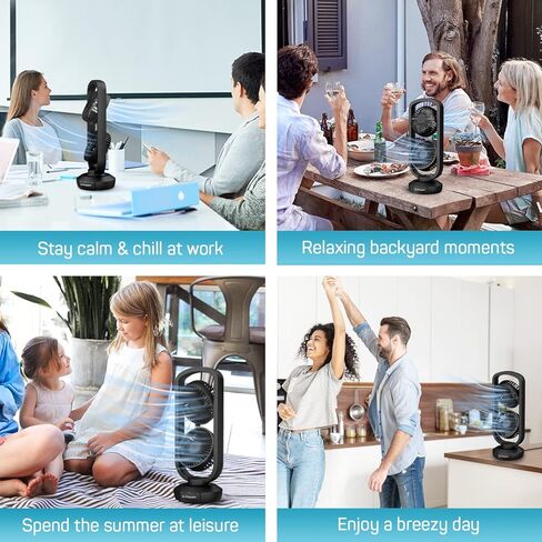دكتور إعداد مروحة برج مكتبية صغيرة مقاس 15 بوصة تعمل بالبطارية المحمولة مع إمالة 270 درجة، تتأرجح 105 درجة، 3 سرعات، مروحة متأرجحة USB قابلة لإعادة الشحن لغرفة النوم والمكتب والمنزل والتخييم والخارج in Kuwait