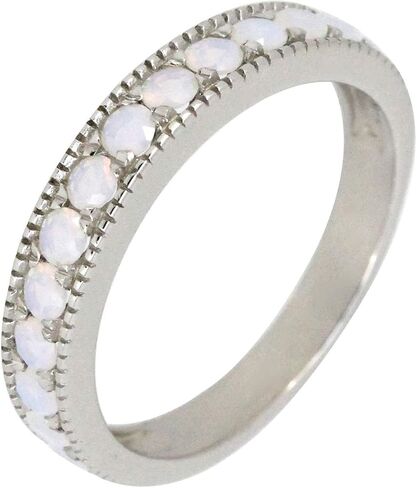 BL Jewelry Sterling Silver Natural or Created Birthstone Stackable Half Eternity Band Ring in Saudi Arabia