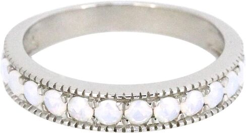 BL Jewelry Sterling Silver Natural or Created Birthstone Stackable Half Eternity Band Ring in Saudi Arabia