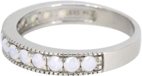 BL Jewelry Sterling Silver Natural or Created Birthstone Stackable Half Eternity Band Ring in Saudi Arabia