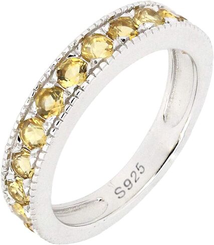BL Jewelry Sterling Silver Natural or Created Birthstone Stackable Half Eternity Band Ring in Saudi Arabia