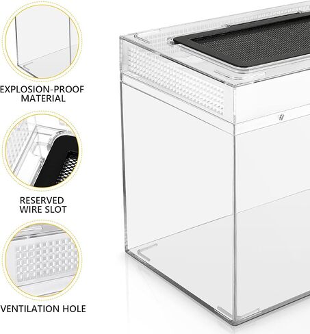 Reptile Terrarium Tank for Traveling, Amphibians Enclosure Starter Kits, Top Sliding Screen Ventilation Habitat Cages, Outdoor Chameleon Lizard Carrier Box with Tweezer, Bowl for Spider, Gecko, Frog in Saudi Arabia