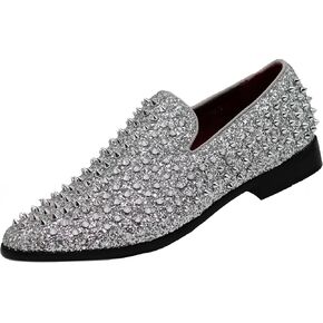 SPK70 Men's Vintage Spike Dress Loafers Slip On Fashion Shoes Classic Tuxedo Dress Shoes