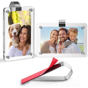 Frienda 2 PCS Car Car Sun Visor Home ، 2.4 × 3.5 بوصة مقطع صور مغناطيسي عالمي شفاف ، قم بتزيين مقطع سيارتك مع شخصية ، مناسبة لإضافة صور عائلية أو شخصية