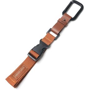 Universal Luggage Strap with Buckle Ring for Travel Essentials, Woven Strap with Premium Leather, Luggage Strap for Suitcases, Adjustable Buckle, Clip and Go,Sunset Orange
