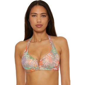 BECCA Women's Coral Reef Halter Bikini Top, Adjustable, Tie Back, Swimwear Separates