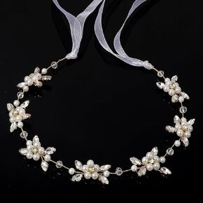 Flower Girl Headband for Wedding, Princess Rhinestone Crystal Pearl Tiara Flower Girl Accessories Birthday Party First Communion Headband Wedding