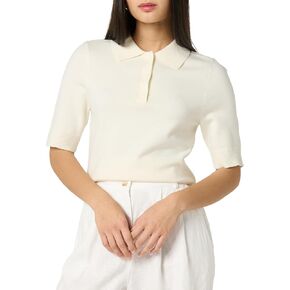 The Drop Women's Gero Short Sleeve Splitneck Polo Sweater Tee