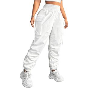 Oyoangle Women's Plus Size Pants مرنة مرنة عالية الخصر تم تجريب التمرينات الركض