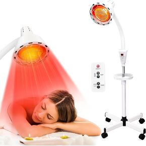 Infrared Light 275W Red Light Therapy Heat Lamp with Remote Control for Relieve Joint Pain and Muscle Aches, Adjustable Dimmable Red Light Standing Heat Lamp