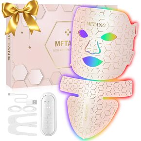 Red Light Therapy for Face and Neck, 7 Colors Led Light Therapy Silicone Facial Mask - Birthday, Christmas, Mothers Day, Valentines Day, Self Care Gifts for Her Women Mom Best Friend Wife (Pink)
