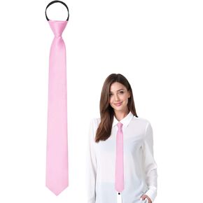 Ties for Women, 14.96" Womens Zipper Tie Pre-Tied Necktie for Shirt Uniform Blouse Business Graduation Church