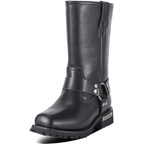 Motorcycle Boots for Women Black Mid Calf Motorcycle Riding Boots Waterproof PU Leather Boots