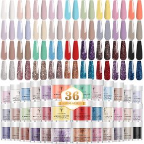 CHOSEOS 36 Colors Acrylic Crystal Powder Set to Achieve Salon Quality Nails At home, Perfect For Beginners And Professionals in Saudi Arabia