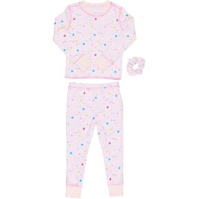 TAHARI Girls' Long Sleeve Top and Pants Pajama Set with Accessory