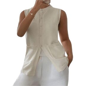 زر Gorglitter Women’s Button أسفل سترة سترة طويلة جيب أكمام متماسكة كارديجان