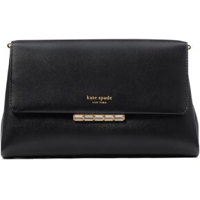 kate spade new york Grace Embellished Lock Leather Clutch, Black