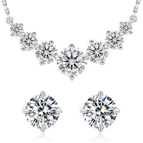 قلادة KRKC Moissanite ومرنك ، قلادة 5 -Carat Moissanite ، أقراط Moissanite 1ct ، هدايا أعياد الميلاد للزوجة النسائية ، الحاضر الذكرى الأعشاب ، هدية المجوهرات لصديقتها أمي أمي