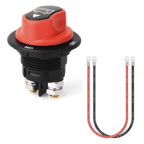 Car Battery Switches 12V 50A 100A 200A 300A Car Battery Isolator Switch + 8 AWG Cable Wiring Connect On-Off Battery Kill Switch (100A)