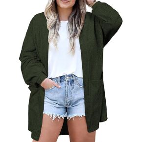 Eytino Womens Plus Size Cardigan Long Sleeve Open Front Casual Knit Sweaters with Pockets Loose Outwear(1X-5X)