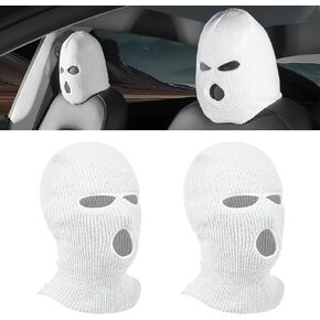 2PCS Car Headrest Cover, Personalized Funny Automotive Seat Headrest Mask Cover, Full Face Ski Mask Front Headrest Protector, Universal Interior Seat Decoration for Most Cars