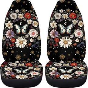 Sunflower Cow Car Seat Covers Front Seats Only Full Set for Women Auto Accessories Interior Decor Bucket Car Seat Covers Set of 2 Universal Fit Vehicle Cushion Protector