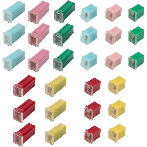 30 PCS CAR DORESTERMATMENT TOWN ، 20-60A Long/Short Plug-in Connection Fuse ، Universal for Car/RV/Truck/Motorcycle/Boat (متعدد الألوان)