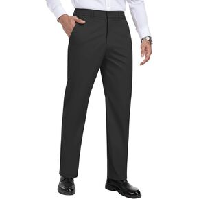Men's Dress Pants Straight Fit Flat Front Stretch Golf Pants Casual Business Pants