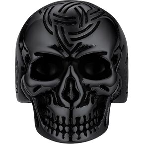 FaithHeart Skull Rings for Men Gothic Punk Stainless Steel Band Rings Biker Skeleton Thumb Ring Cocktail Party Jewelry with Gift Box