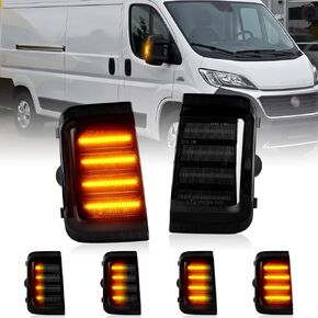 POPMOTORZ LED Sequential Turn Signal Light Side Mirror Marker Light For 2014-2023 DODGE RAM PROMASTER 1500 2500 3500 Dynamic Amber Turn Signal Direction Indicator lamp Smoked Lens