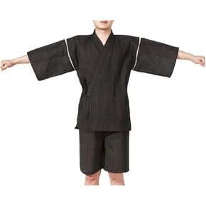 Kimono Japanese Style Pajamas Shirt and Pant, Men's Cotton Linen Robes Loungewear Bathrobe