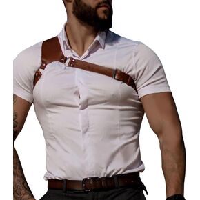 Men's Leather Chest Harness Body Chain Adjustable Gothic Vest Shoulder Armors Strap Steampunk Belt Rave Clubwear Costume