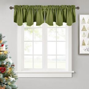 Nicetown Window Treatment Farmances - Starkout Tier Starta 52 بوصة في 18 بوصة من القطب البطيء الجيب المتوافق لديكور/غرفة نوم/غرفة نوم ، زيتون (عبوات 2)