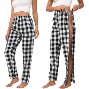 Unisex Tearaway Pajamas PostSurgery Recovery Tear Away Pants 2 Side Snap Open Bottom Loose Fit Pants with Pockets