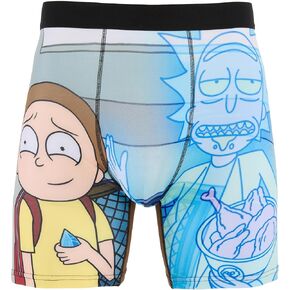 Mens Boxer Briefs - Rick and Morty Cotton Lined Crotch No Fly Underwear Boxers for Men with Support Pouch (S-XL)