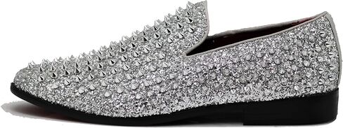 SPK70 Men's Vintage Spike Dress Loafers Slip On Fashion Shoes Classic Tuxedo Dress Shoes in Saudi Arabia